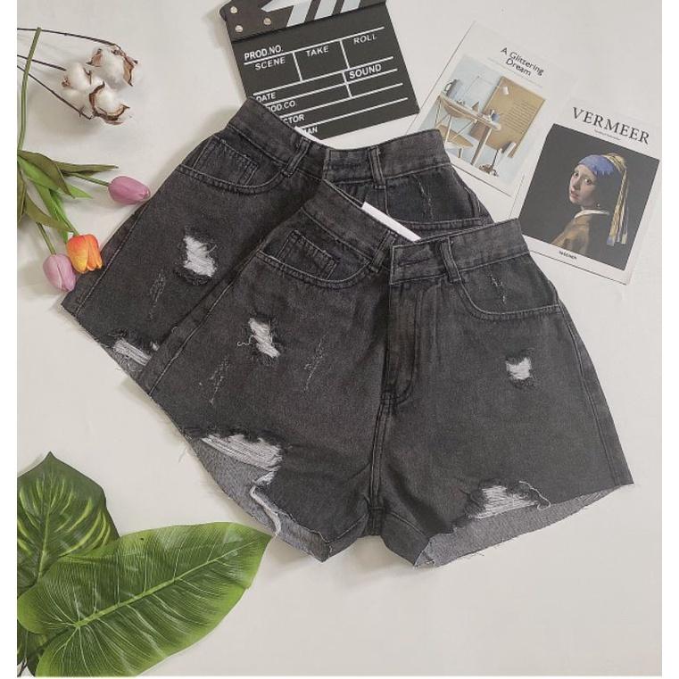 QUẦN SORT JEAN XÁM RÁCH BIGSIZE LƯNG CAO MÃ 1013
