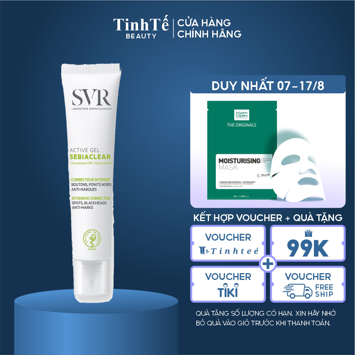 Kem dưỡng giảm mụn, ngừa thâm SVR SEBIACLEAR ACTIVE GEL 40ml