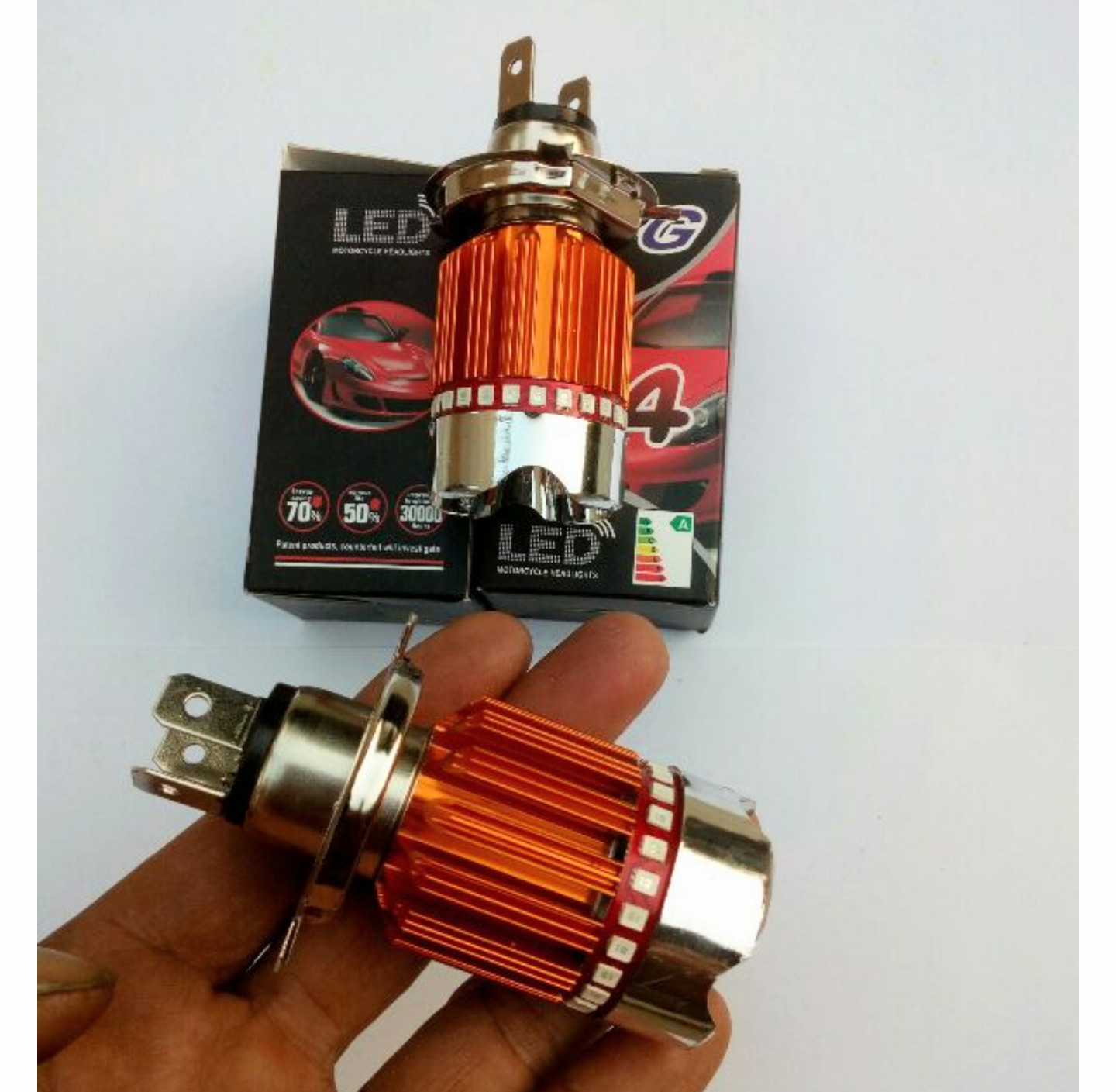 1 ĐÈN PHA H4 XE MÁY XE ĐẠP ĐIỆN VÀ ÔTÔ MẪU MỚI SÁNG NHẤP NHÁY NHIỀU MÀU SẮC CỰC ĐẸP