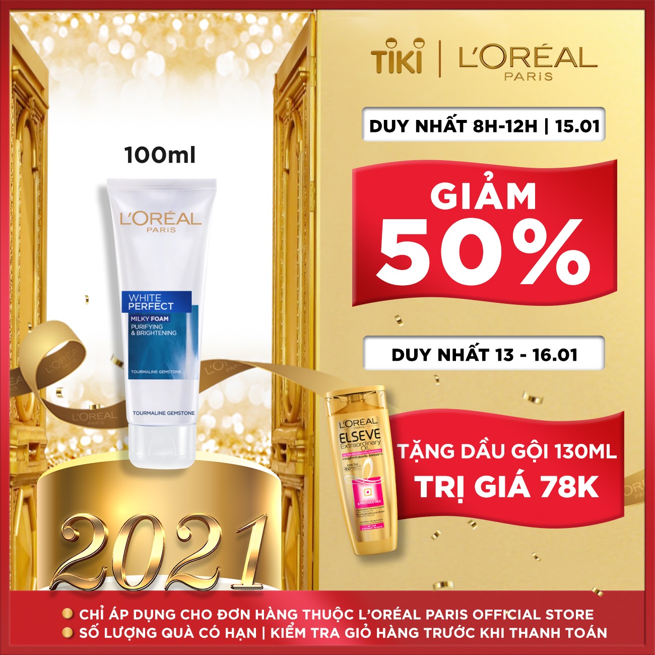 Sữa Rửa Mặt Trắng Da L'Oreal White Perfect