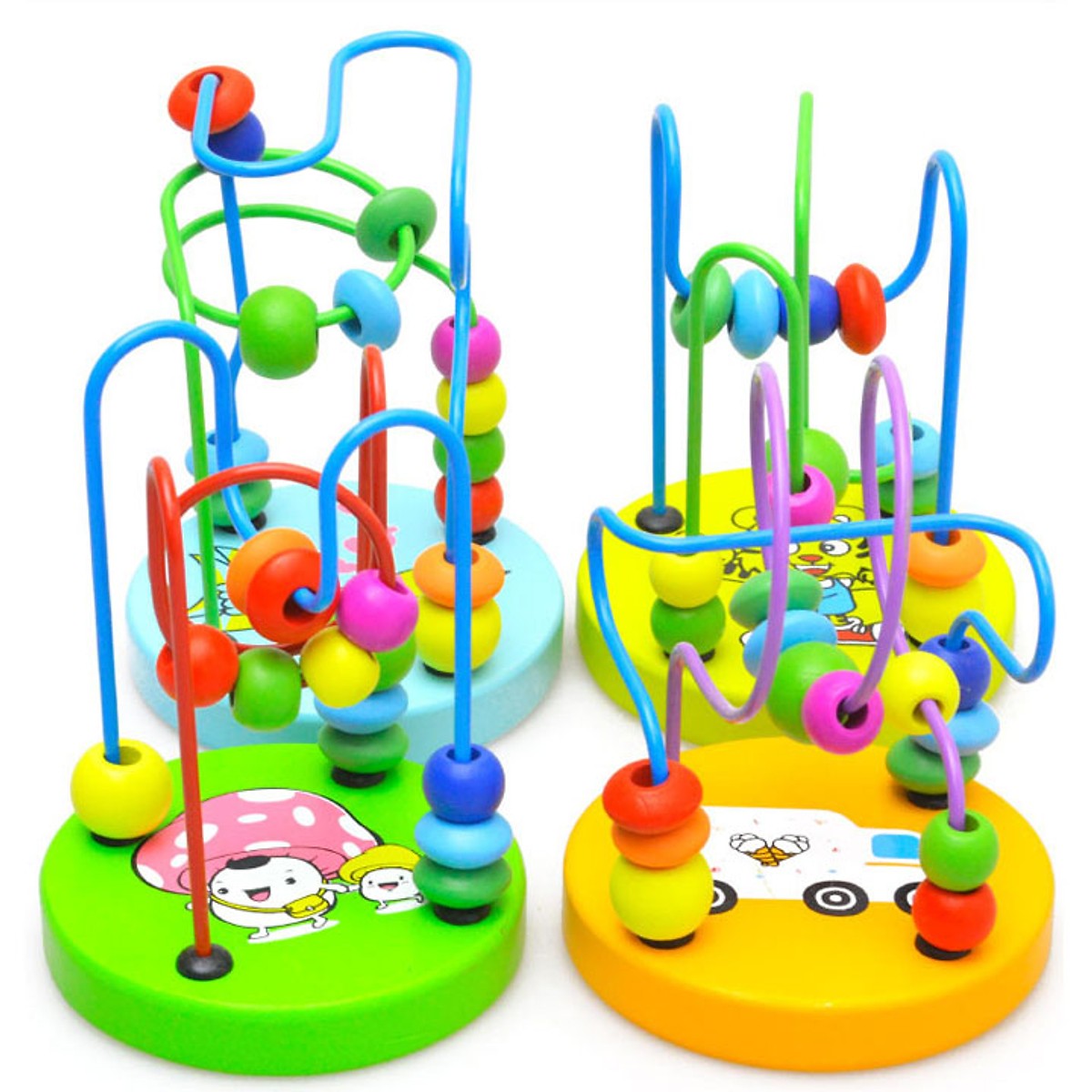 Combo 7 món đồ chơi SM (đàn gỗ, ong uốn dẻo, còi gỗ, luồn hạt, đồng hồ, tháp cầu vồng, trụ thả hình)