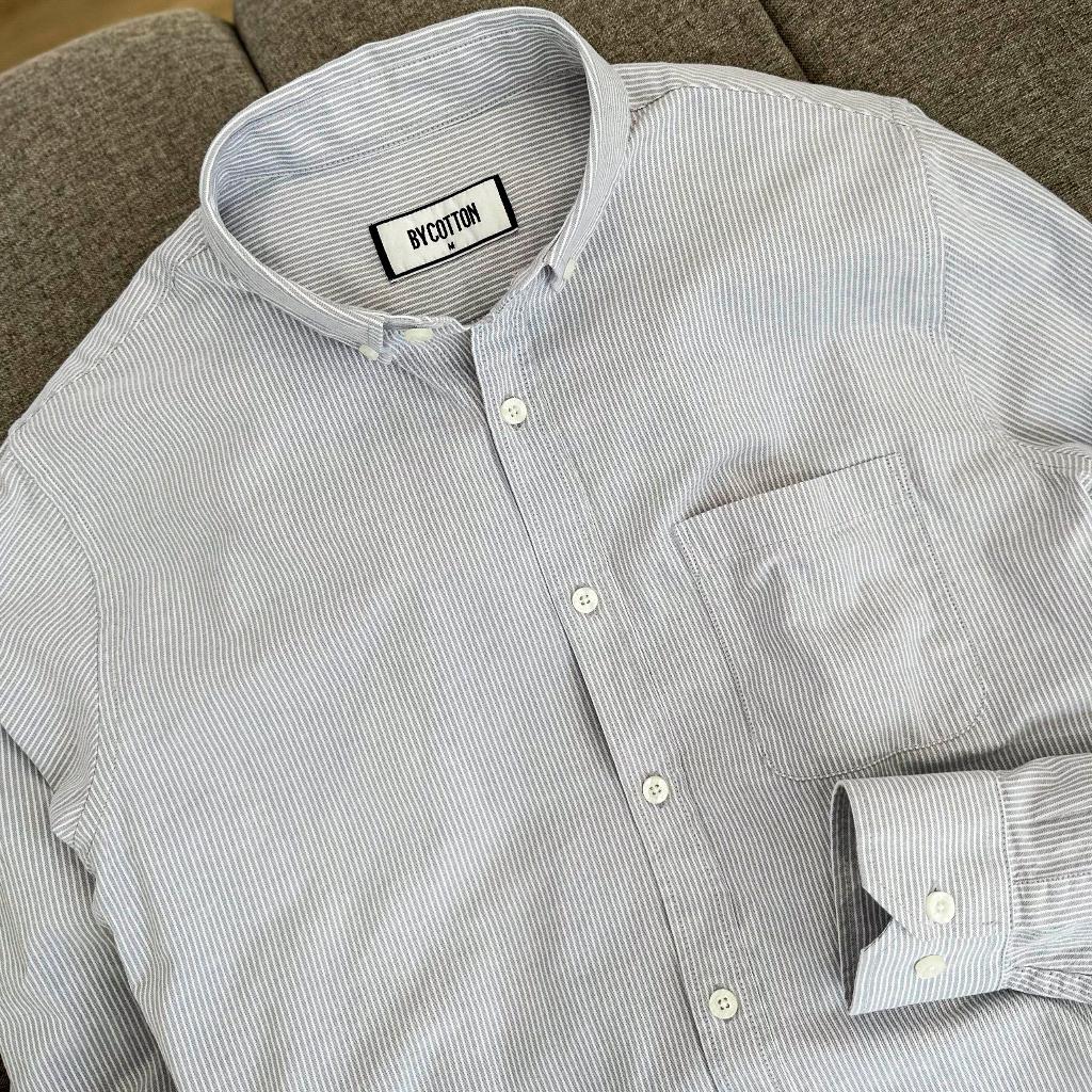 Áo Sơ Mi Nam Dài Tay Phối Sọc BY COTTON Nâu Sáng Sọc Nhuyễn 100223