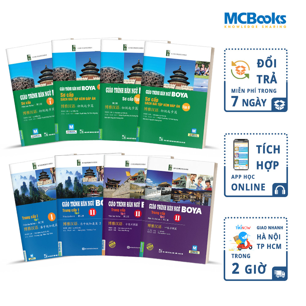 Combo Trọn Bộ 8 Cuốn Giáo Trình Hán Ngữ BOYA Trình Độ Sơ - Trung Cấp QP