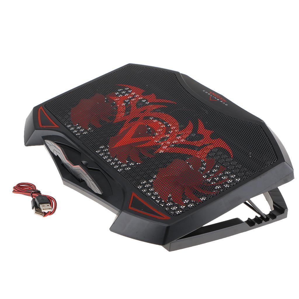 PC Dual USB Cooling Pad Laptops with 3 Quiet Fans for 17Inch Notebooks Black