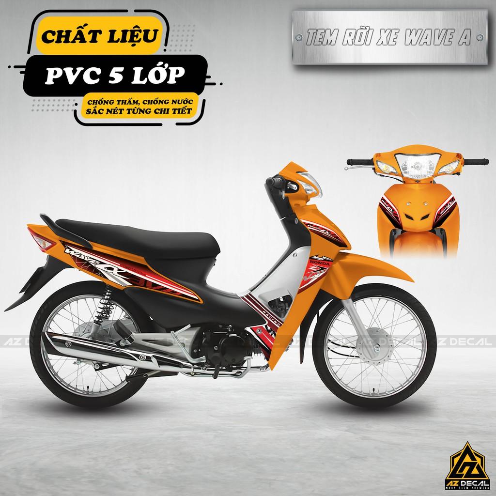 Tem Rời Xe Wave A 110 100 Polygon Màu Đỏ Đen | WA01 | Decal Chế Dán Wave Alpha Chống Nước, Bền Màu - 2017 - 2021