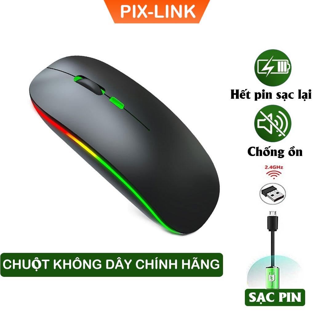 Chuột Không Dây PIX-LINK P402 Sạc Pin, Không Tiếng Click, Led Đổi Màu, DPI1600 - Hàng Chính Hãng