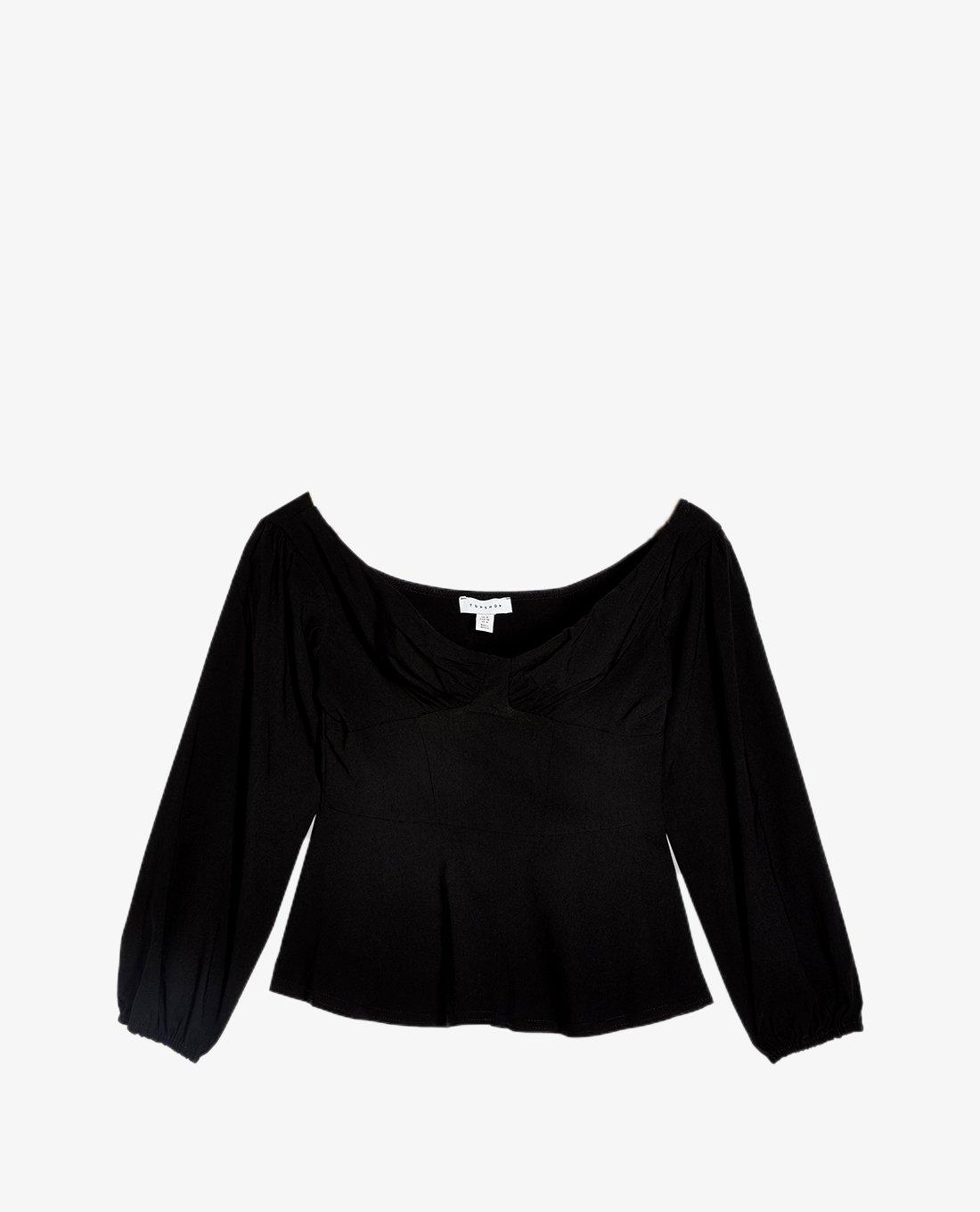 TOPSHOP - Áo kiểu nữ trễ vai Black Stretch Sheer Panel 13P96TBLK