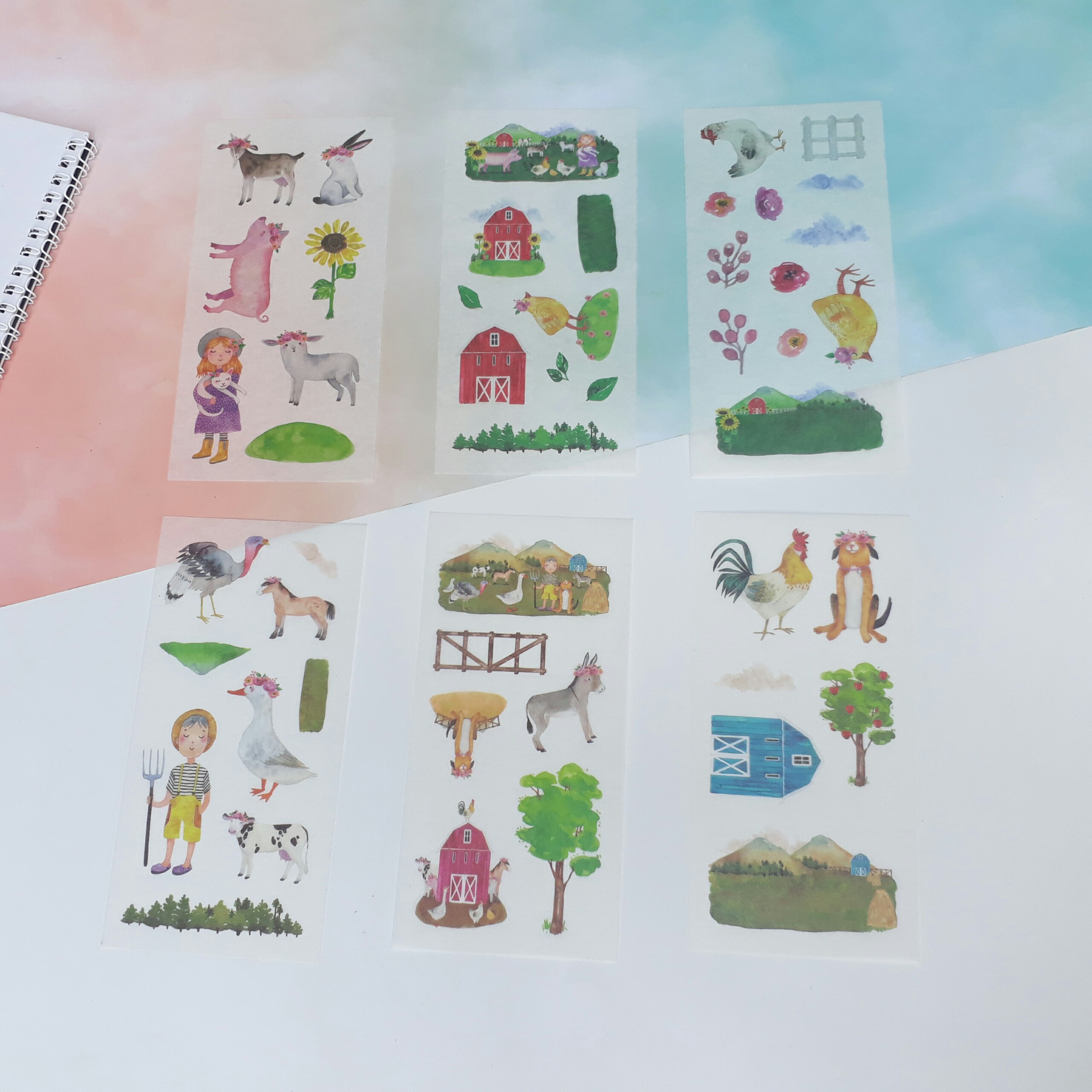 Bộ 6 Tấm Sticker Nông Trại Đáng Yêu