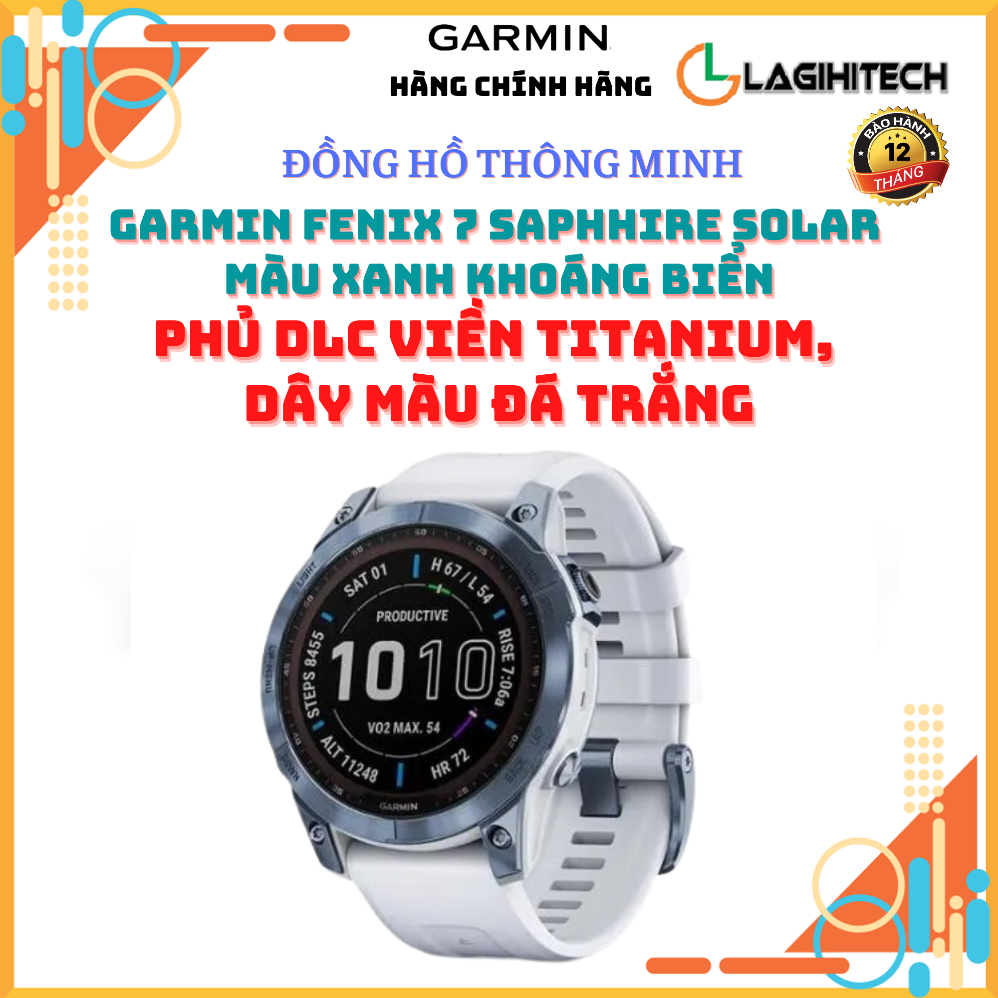 Đồng Hồ Thông Minh Garmin Fenix 7 / Garmin 7 Sapphire Solar / Garmin Fenix 7X Sapphire Solar - Hàng Chính Hãng FPT