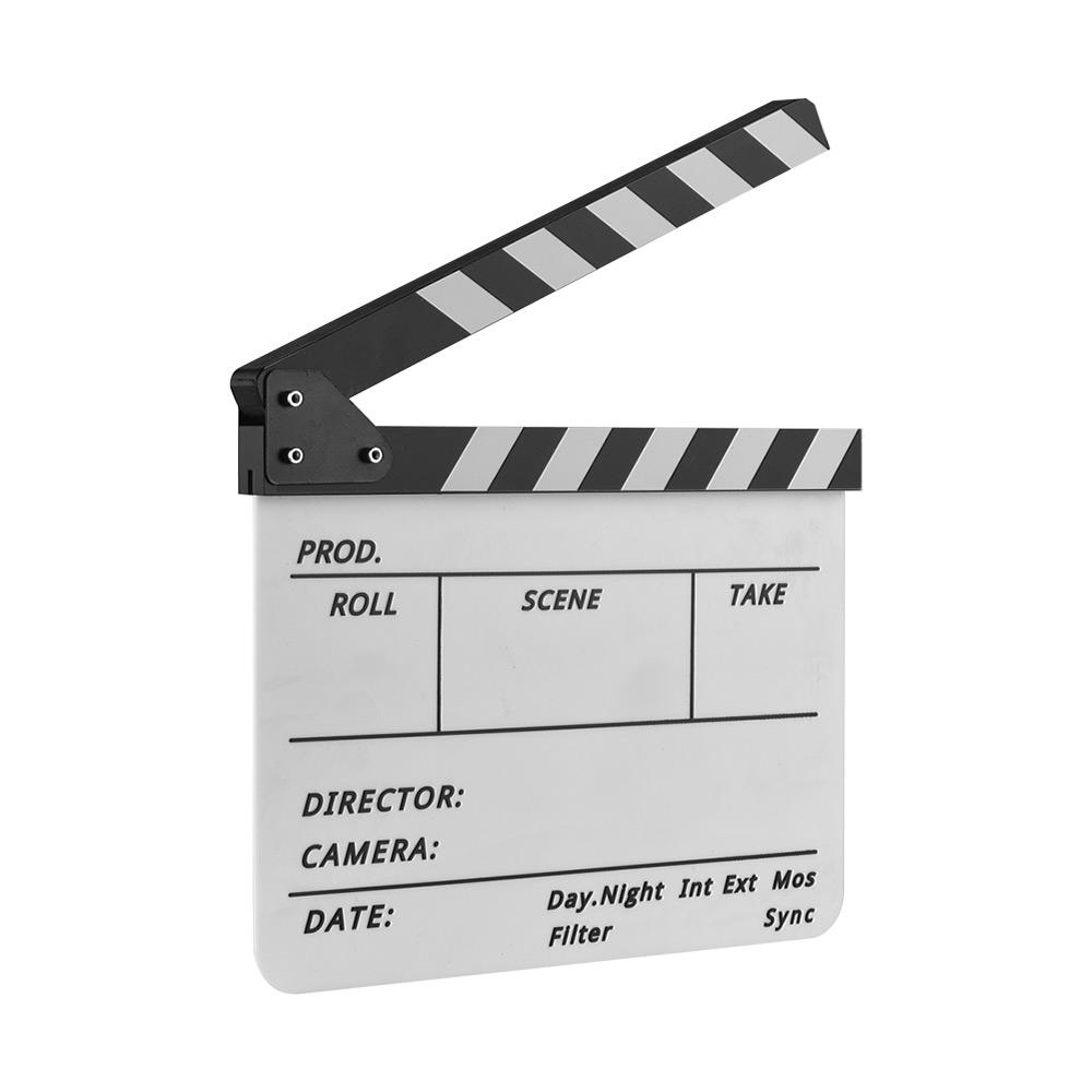 Xóa khô Acrylic Director Film Clapboard Movie TV Cut Action Scene Clapper Board Slate with Marker Pen, Color Stick