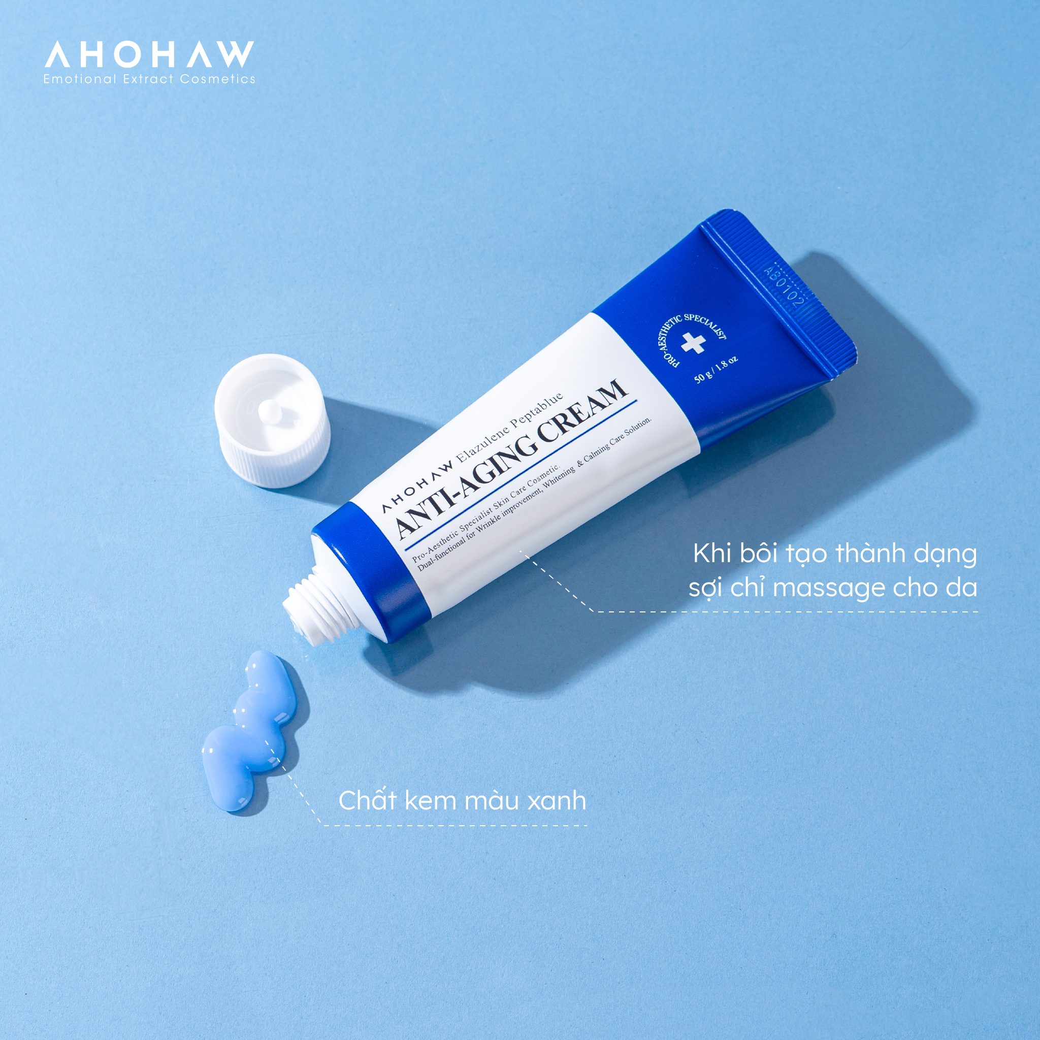 Kem Dưỡng Đặc Trị Lão Hóa, Xóa Nhăn Ahohaw Elazulene Peptablue - Hàng Chính Hãng