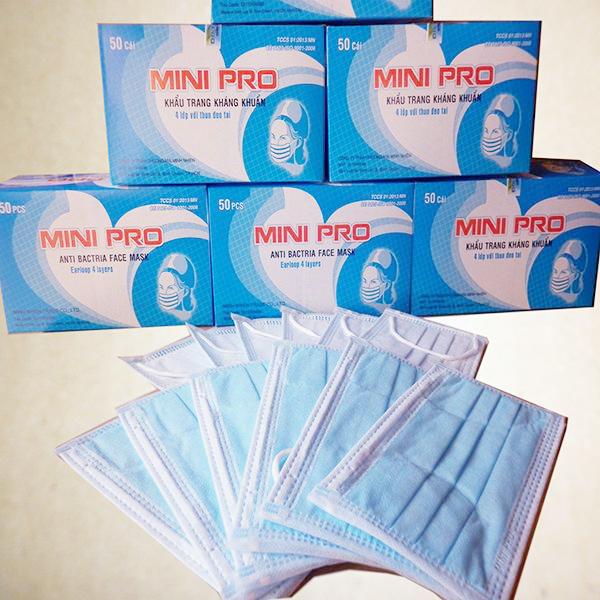 Khẩu Trang Kháng Khuẩn Mini Pro Xanh 4 Lớp 50 Cái - Xanh