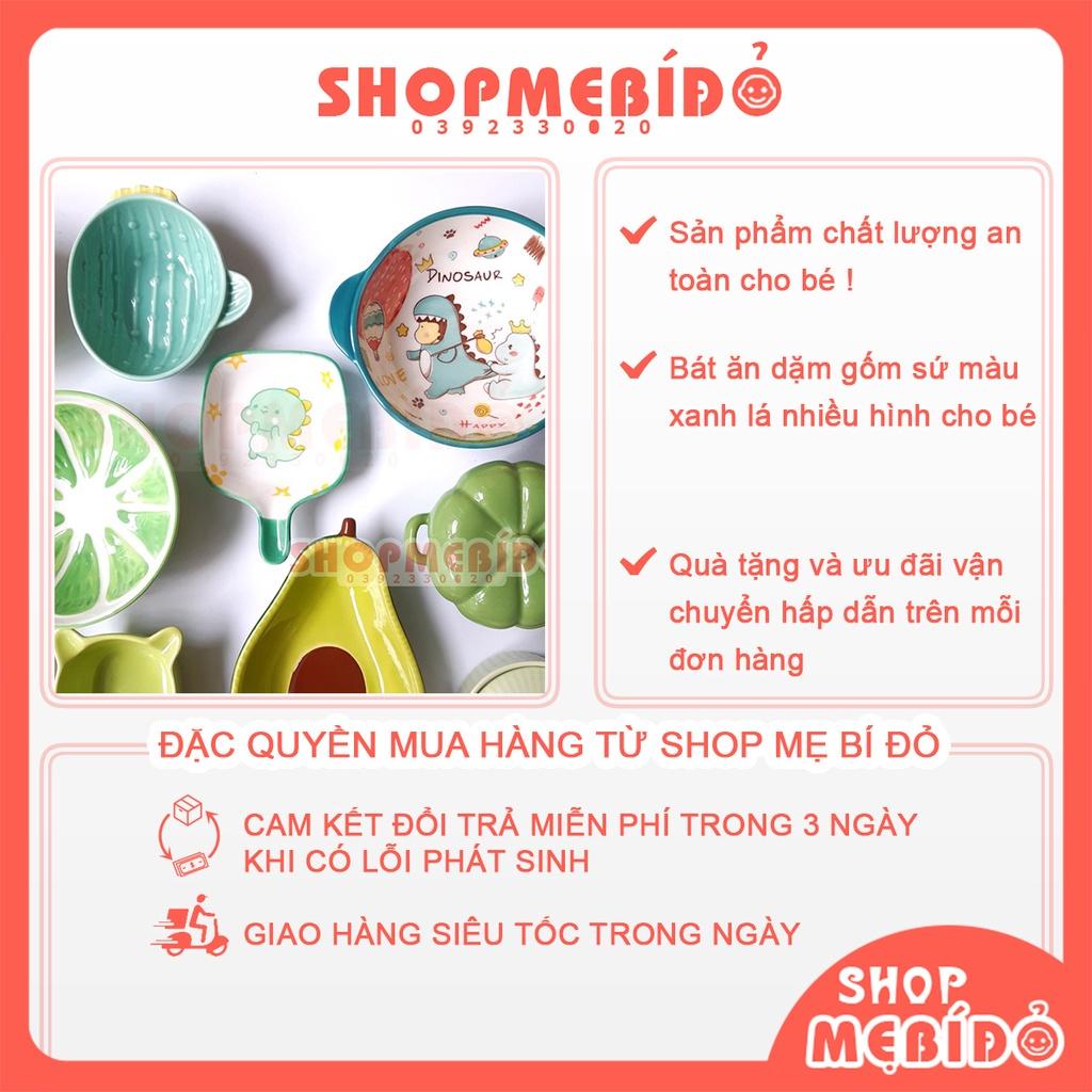 Bát Ăn Dặm Gốm Sứ Màu Xanh Lá Nhiều Hình Cho Bé