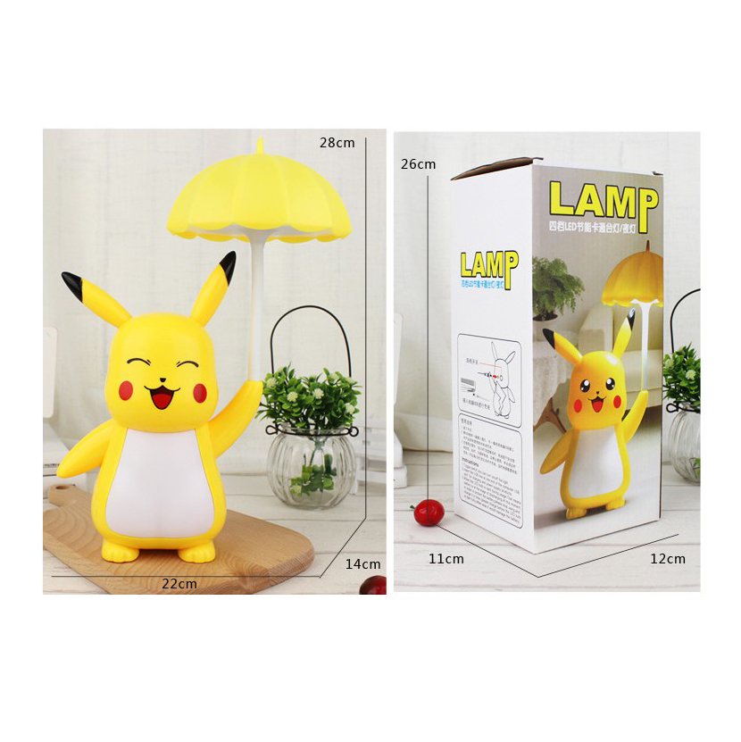 Đèn sạc Pikachu siêu dễ thương 3 chế độ sáng Tặng Kèm Bộ 3 bút bi nước cao cấp