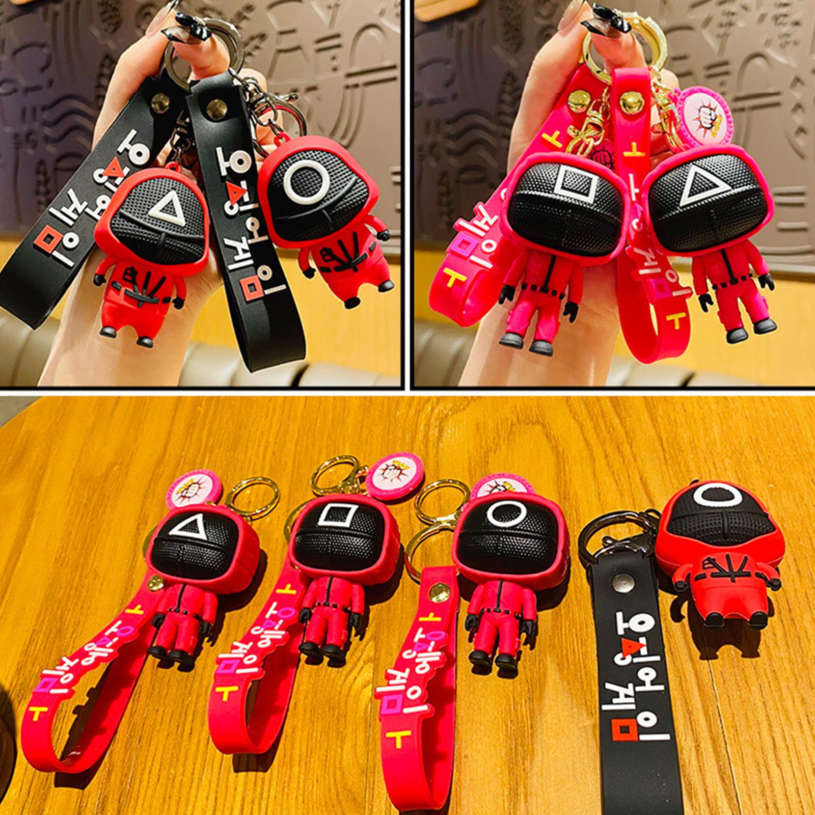 Squid Game Keychain Korean TV Character Pendant Metal Keychain Christmas Ornament Key Ring for DIY Art Craft Making