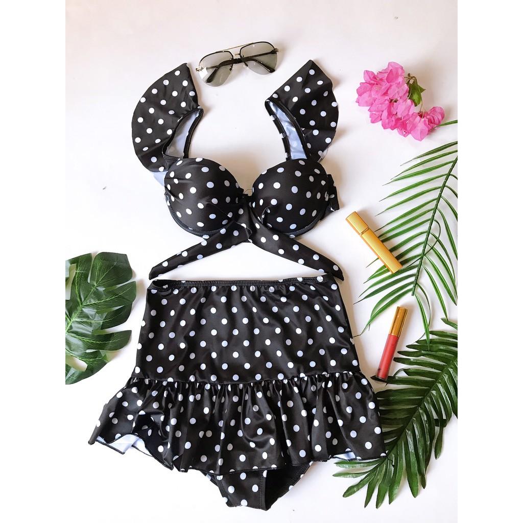 Bikini, Đồ Bơi Đi Biển Hai Mảnh Cánh Tiên Chấm Bi Váy đuôi cá Secxy AG008