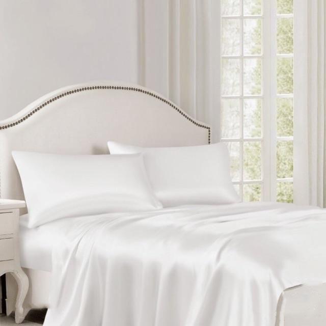 Bộ 4 Món Ga Gối Phi Lụa Mát Mịn - Trắng