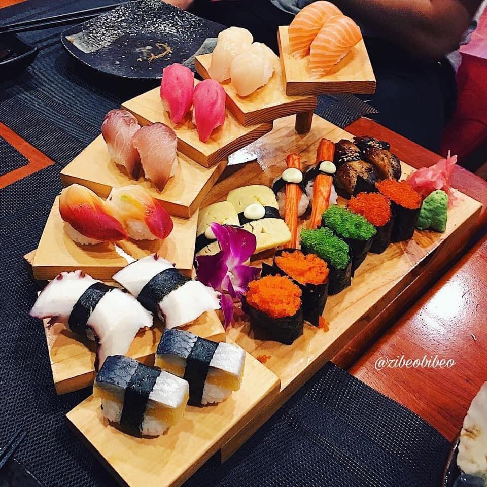 [Sushi Sashimi] Khay gỗ bậc thang 7 tầng trang trí nhà hàng