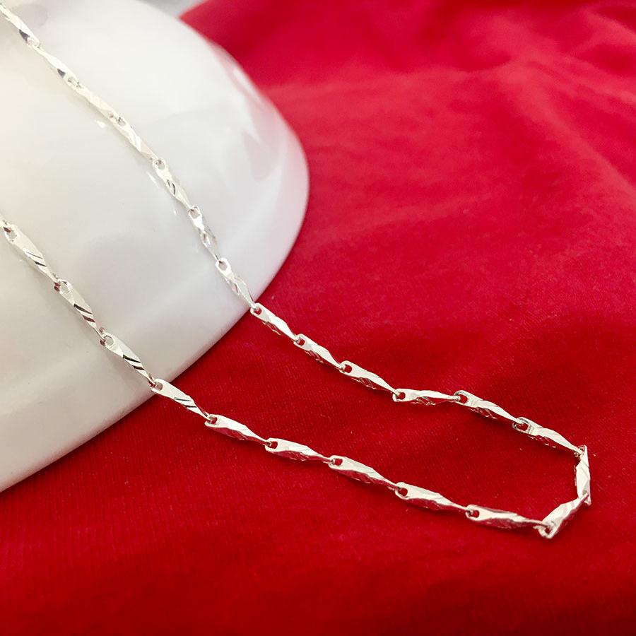 Dây chuyền nữ Bạc Quang Thản, vòng đeo cổ nữ mắt tròn phay hoa văn sáng bóng độ dài 48cm chất liệu bạc thật không xi mạ phù hợp đeo cho mọi lứa tuổi - QTVCNU12