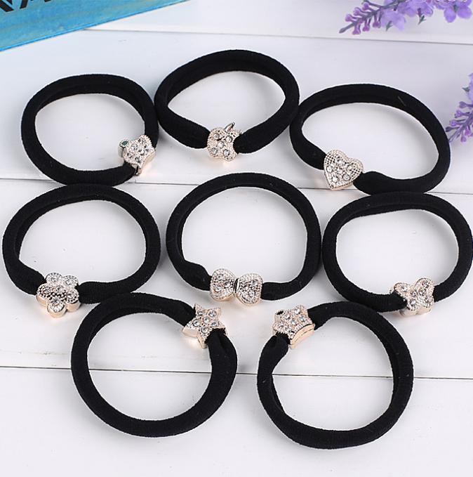 Sét 10 dây buộc tóc hoạ tiết đính đá TD22