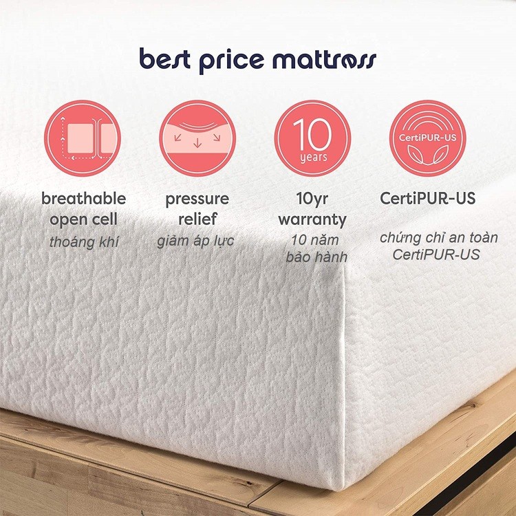 Nệm foam cuộn hút chân không cao cấp Zinus - Memory Foam Mattress