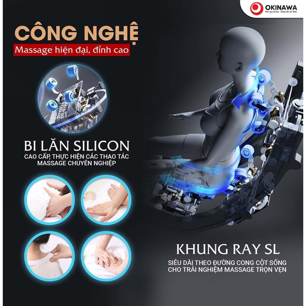 GHẾ MASSAGE OKINAWA OS 469 - CON LĂN MASSAGE 4D