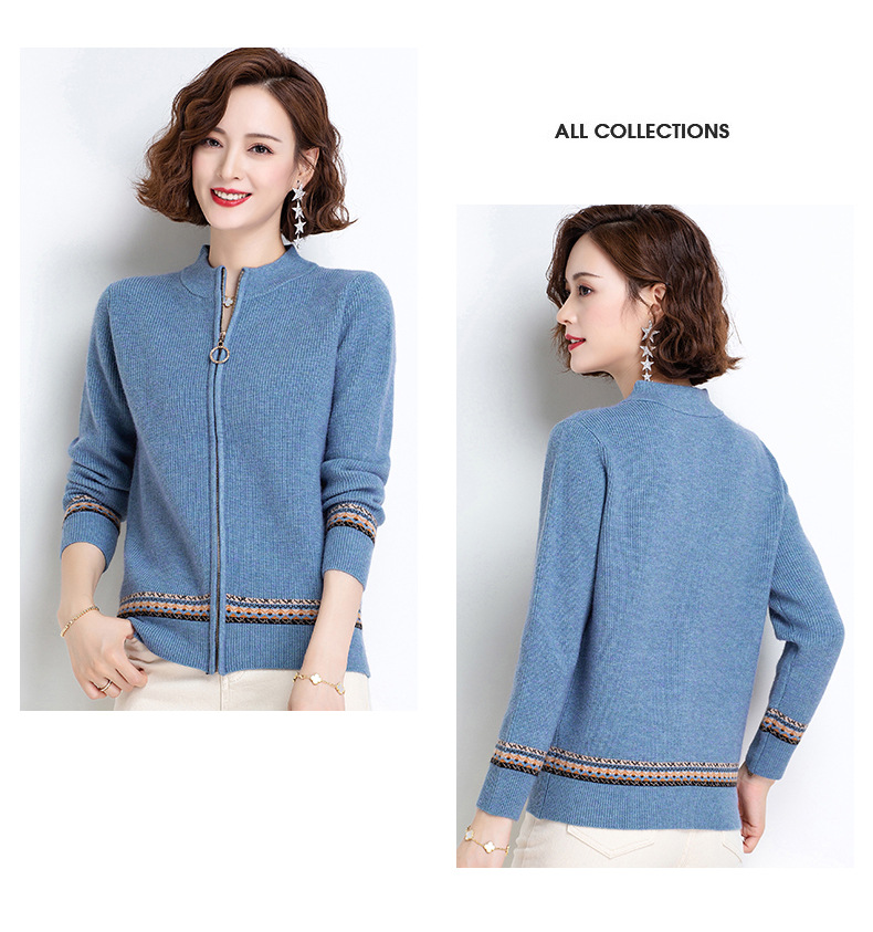 Áo khoác len nữ cardigan họa tiết thổ cẩm kéo khóa siêu xinh - DL67182 - Hàng Quảng Châu