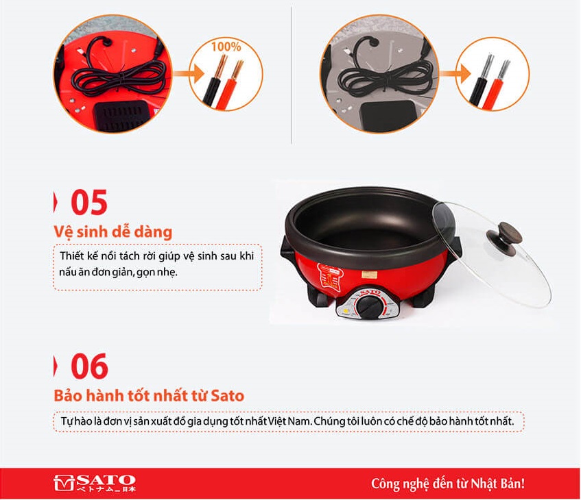 Nồi Lẩu Điện Đa Năng SATO 35NL31 - Hàng Chính Hãng