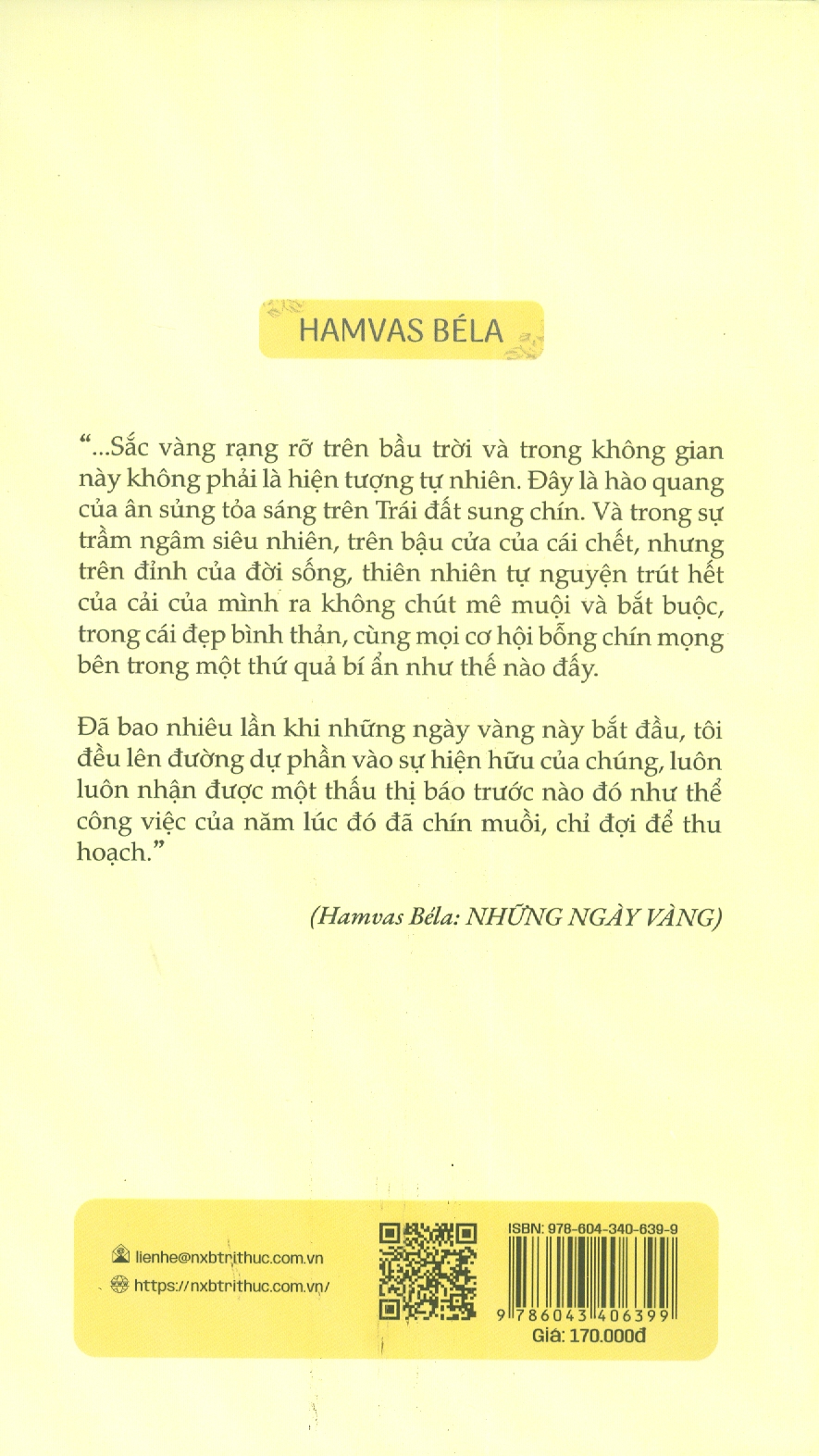 Những Ngày Vàng - Hamvas Béla - Nguyễn Hồng Nhung dịch - (bìa mềm)
