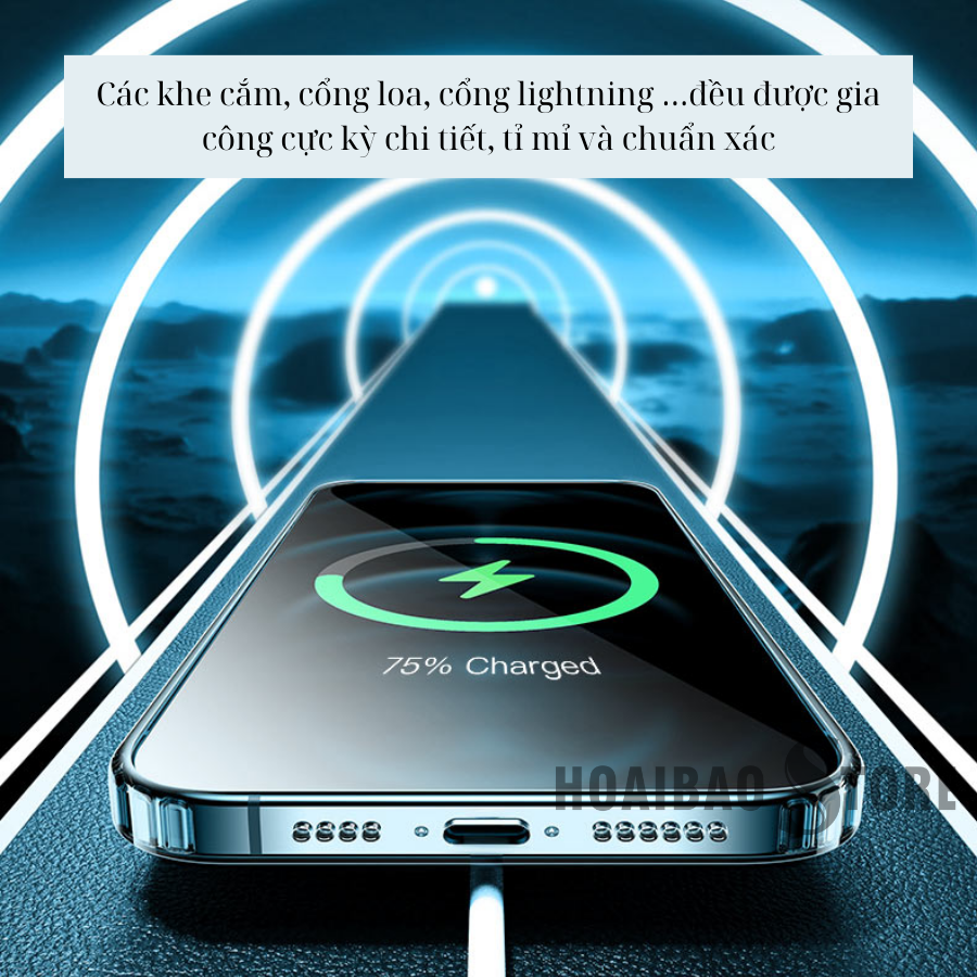ỐP LƯNG SẠC TỪ TÍNH CHO IPHONE 13/13 PRO/13 PRO MAX/12 PRO MAX MIPOW TEMPERED GLASS TRANSPARENT - Hàng Chính Hãng