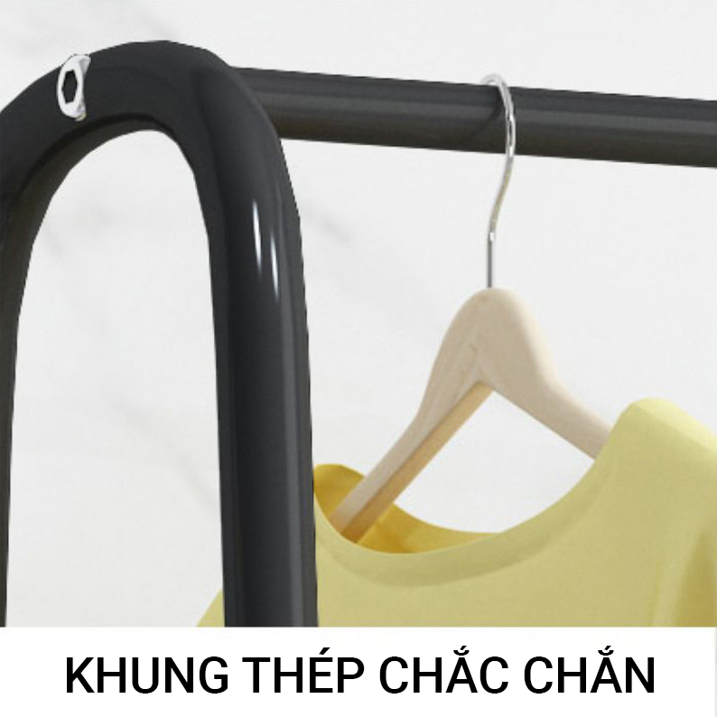 Giá treo quần áo 8 ngăn 2 thanh SIÊU CHƯA ĐỒ DOUBLE HANGER phong cách Hàn Quốc cao cấp cho cửa hàng VANDO, kệ giày kệ để đồ treo đồ tiện ích