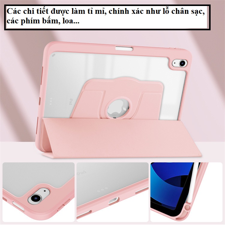Bao Da TPU Xoay 360° Dành Cho iPad 10 2022 10.9 inch, Gen 10 Xoay tròn dựng đứng và ngang tiện lợi, Phía trong có ngăn đựng bút, 4 góc chống sốc