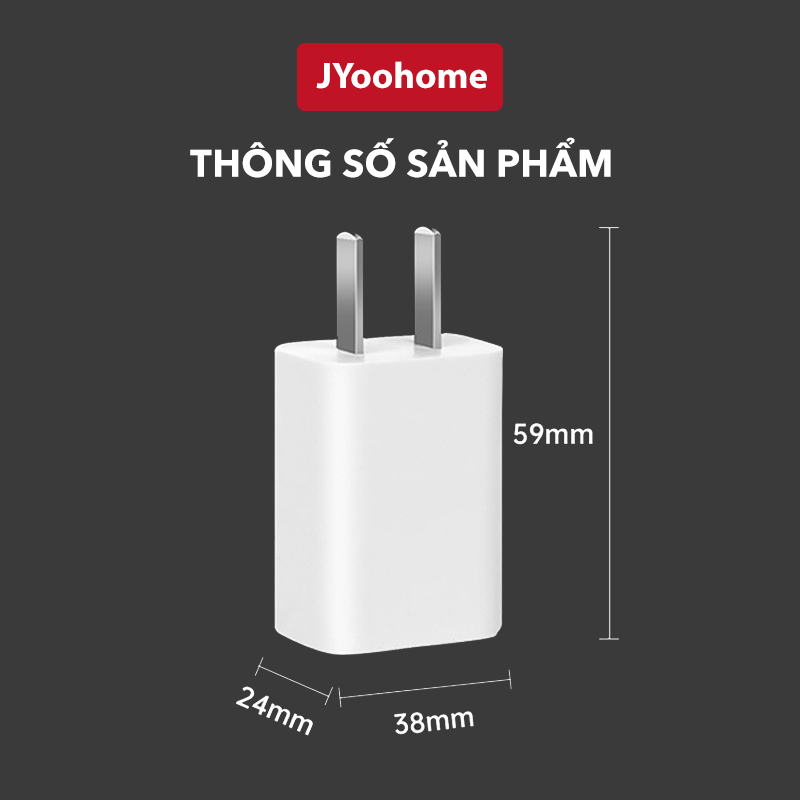 Củ sạc nhanh USB 5W 5V/1A dành cho cho đèn học, đèn ngủ, đén dán tường - Hàng Chính Hãng JYoohome