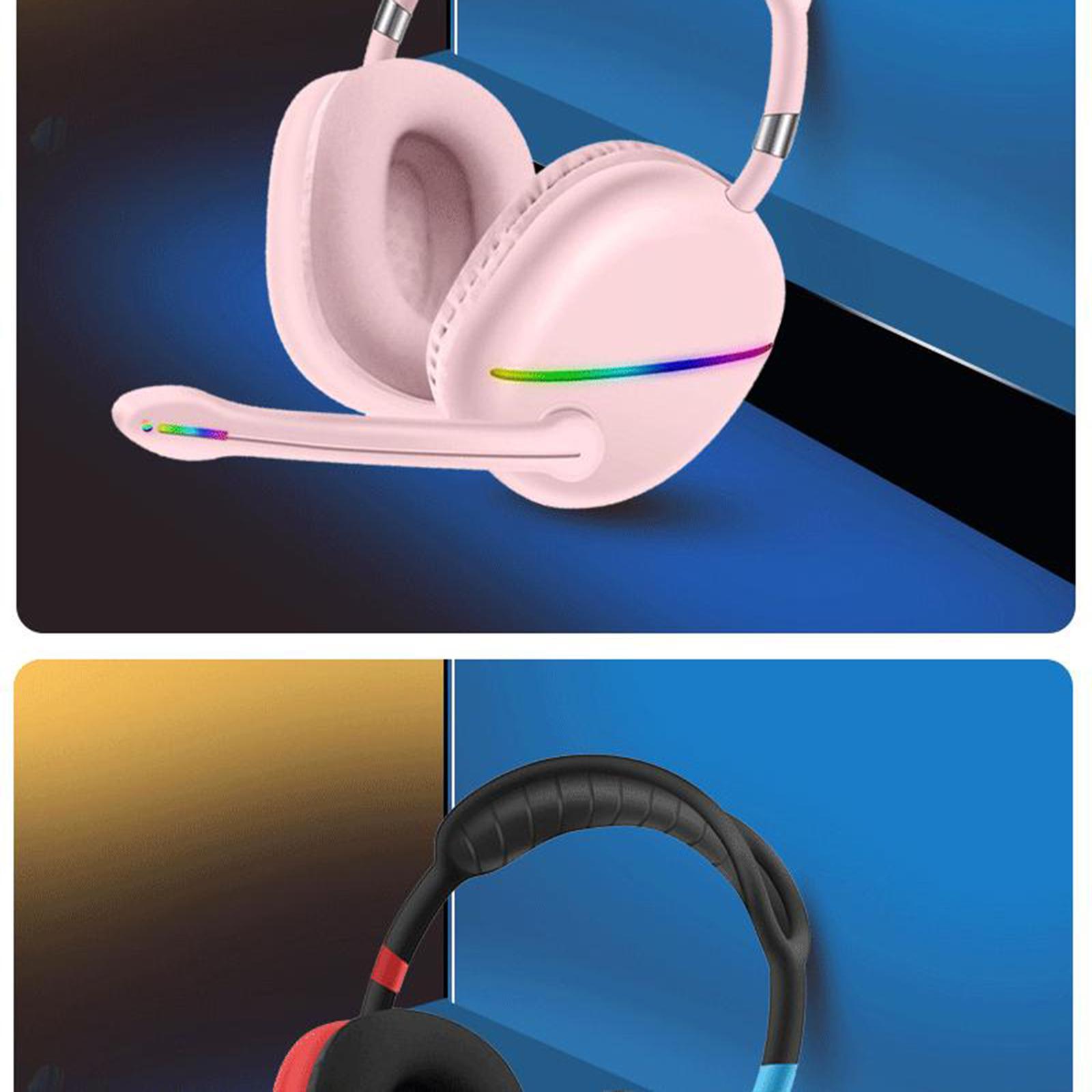 2 Bluetooth 5.1 Headphones with Microphone, RGB Lights, HiFi Low Latency Computer
