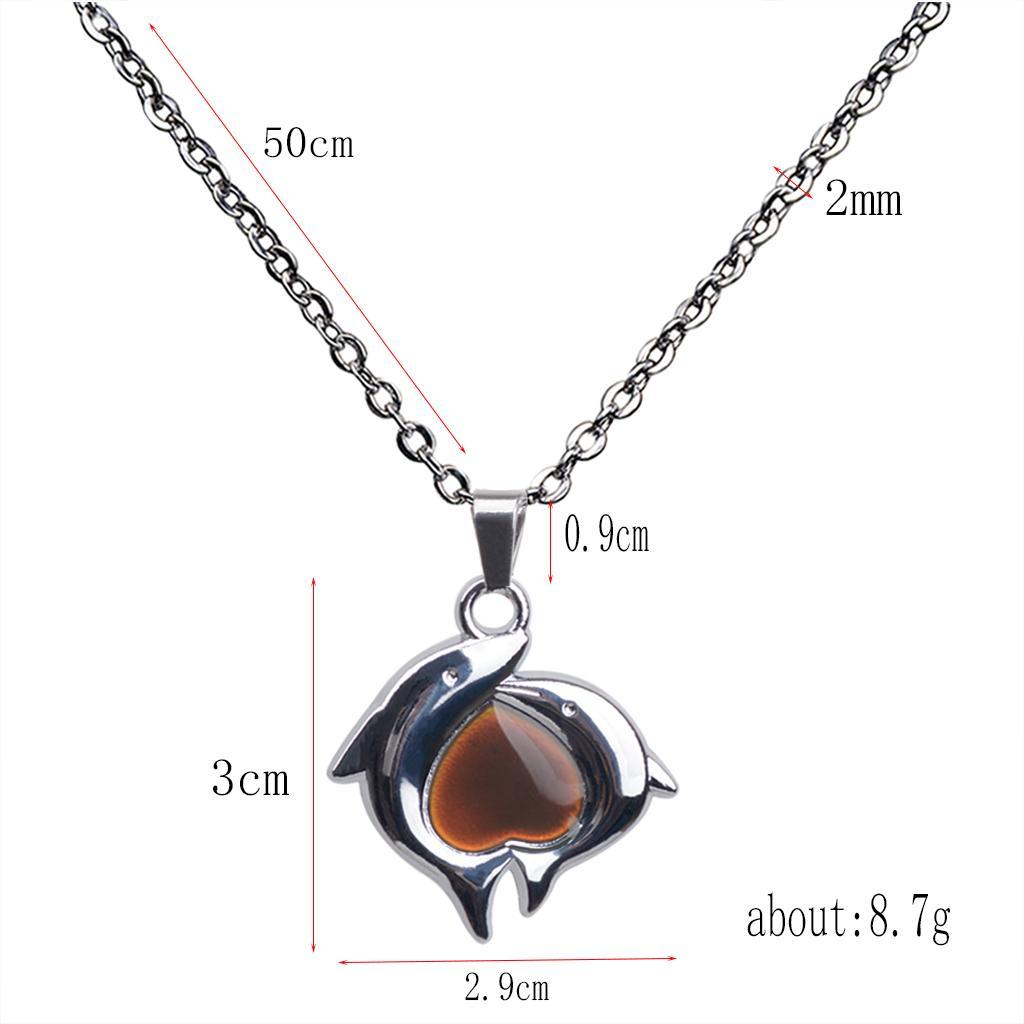 Novelty Mood Change Color  Heart Pedant Necklace Chain Jewelry