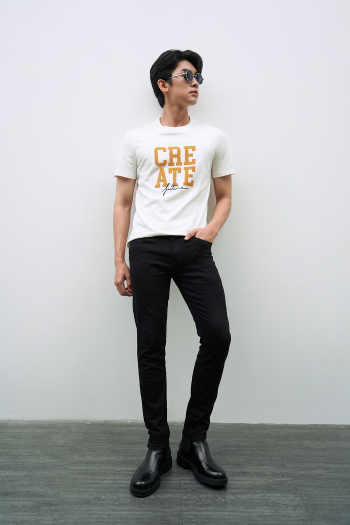 Quần Jean nam ROUTINE màu đen form skinny có độ co giãn 10F20DPA100CR1