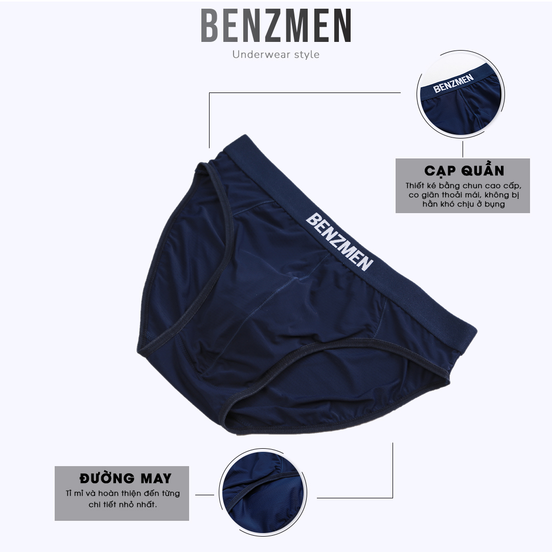 COMBO 5 Quần Sịp Nam Tam Giác Benzmen dáng Briefs, Chất Liệu Cotton Mềm Mại Thấm Hút Mồ Hôi, Thoáng Khí, Kháng Khuẩn - BF03