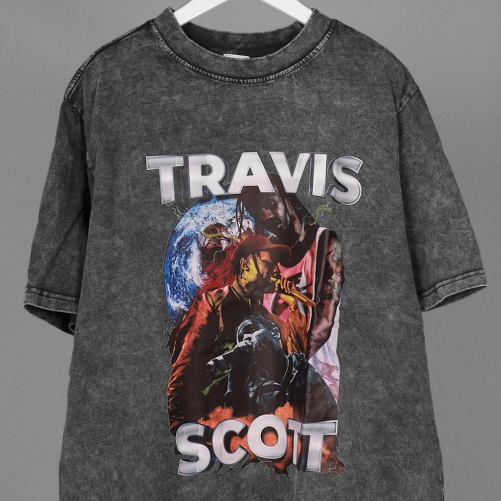 Áo thun loang đen nam nữ TRAVISSCOTT chất liệu cotton 100% mát mẻ kiểu dáng unisex