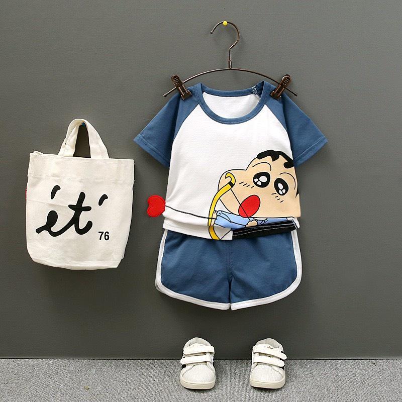 Đồ bộ quần áo cộc tay cho bé trai, bé gái in cu shin mặc cực xinh chất cotton 100% cao cấp - SUMO KIDS