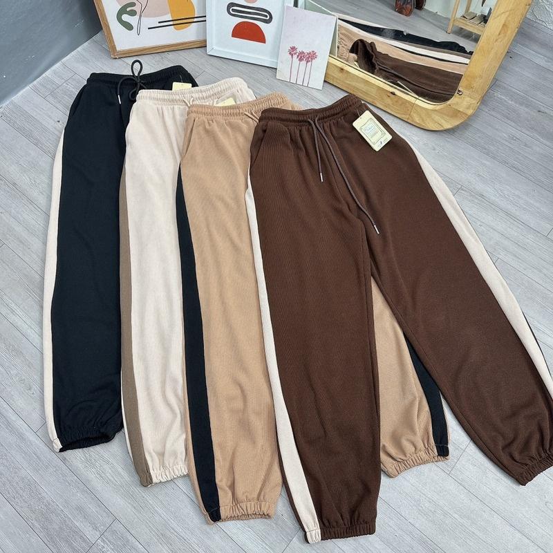Quần jogger nữ bigsize nữ ống rộng bo gấu BIGSIZE CÔ NHỎ, Quần thể thao 58-95kg SSUON - Màu Nâu Socola