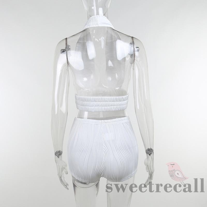 Set Áo Tank Top + Quần Short Lưng Thun Màu Sắc Đơn Giản Cho Nữ