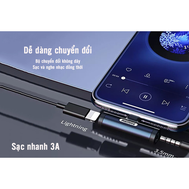 Đầu chuyển đổi cổng Lightning ra cổng Lightning và Jack 3.5mm Remax RL-LA03i - Hàng nhập khẩu