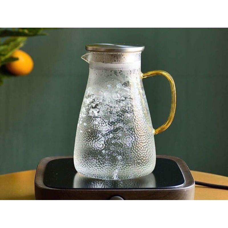 Bình đựng nước - Bình thủy tinh chịu nhiệt quai vàng