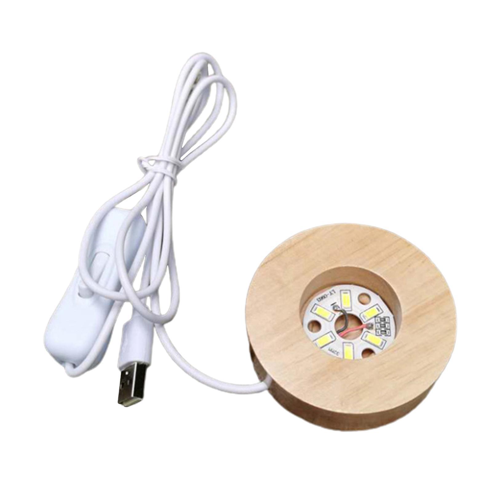 3xLED Night Light Base Acrylic Display Holder Lamp for Crystals White Light