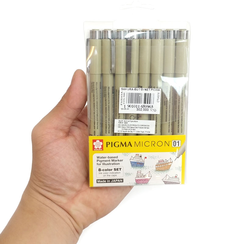 Bộ Bút Đi Nét Pigma Micron Sakura 01 (8 Màu)