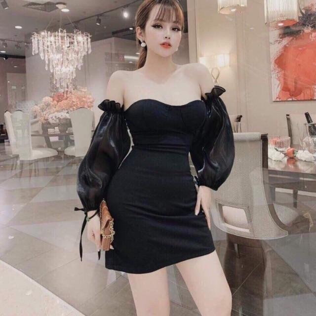 ĐẦM TAY LƯỚI CÓ MÚT NGỰC GỢI CẢM