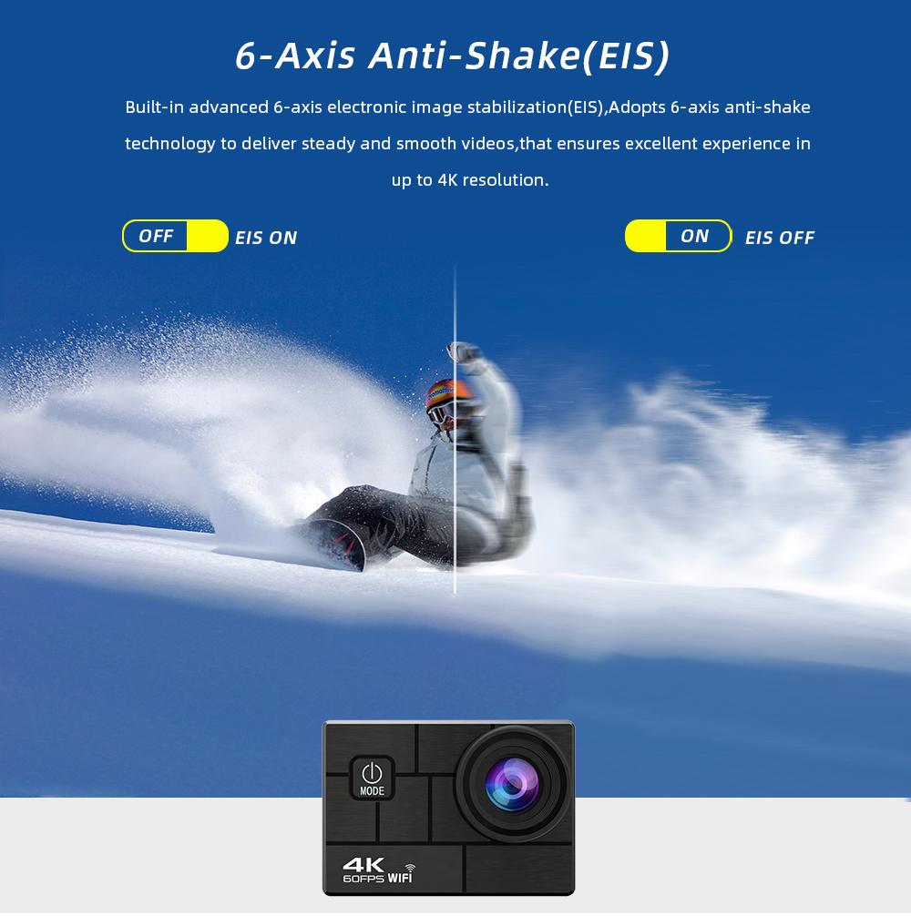 Máy ảnh hành động mũ bảo hiểm Ultra HD 4K 60fps 170D 24MP 2.0 LCD EIS WiFi 30M Điều khiển từ xa không thấm nước ngoài trời