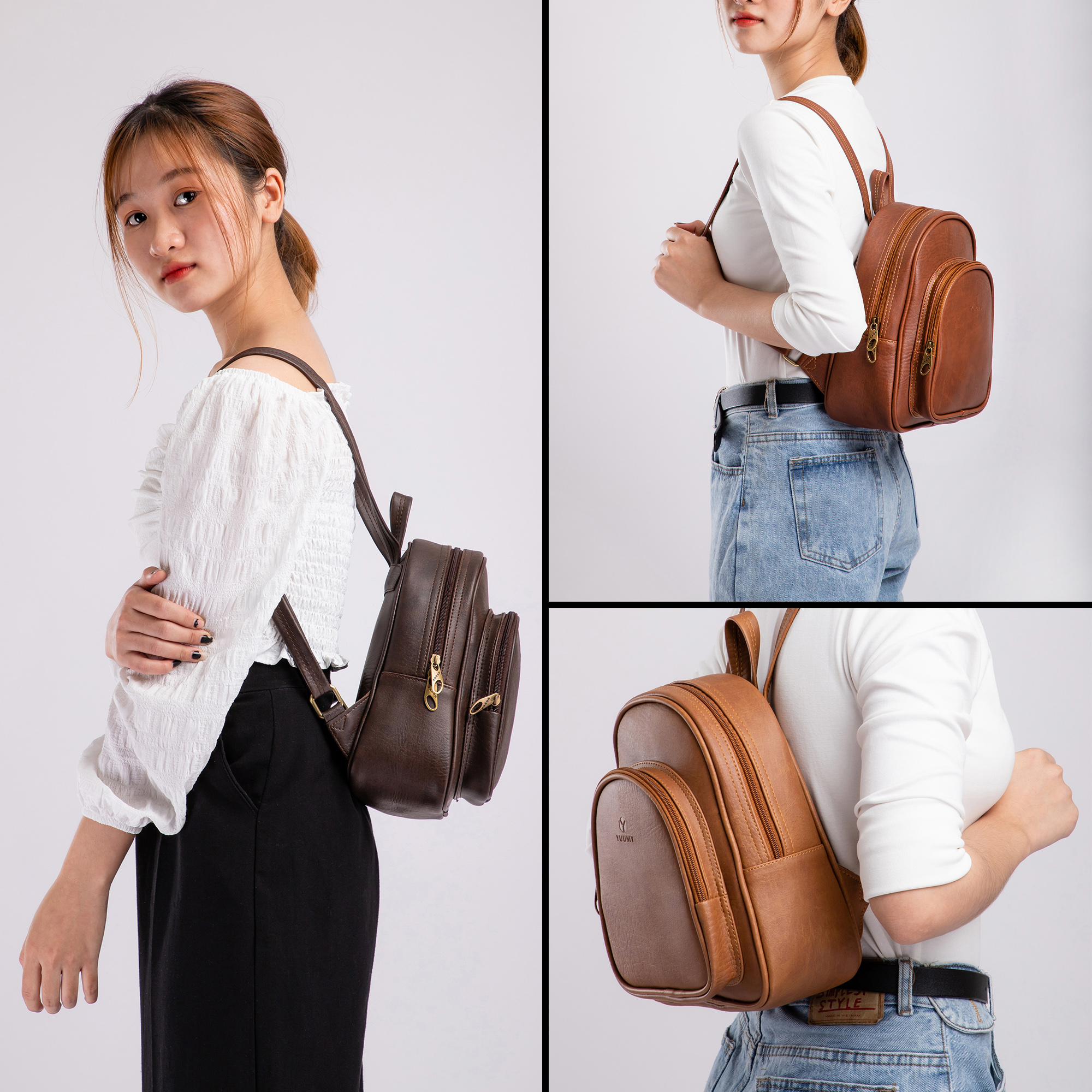 Balo da cao cấp - Balo nữ thời trang YUUMY YBA4 - balo da bò bền đẹp