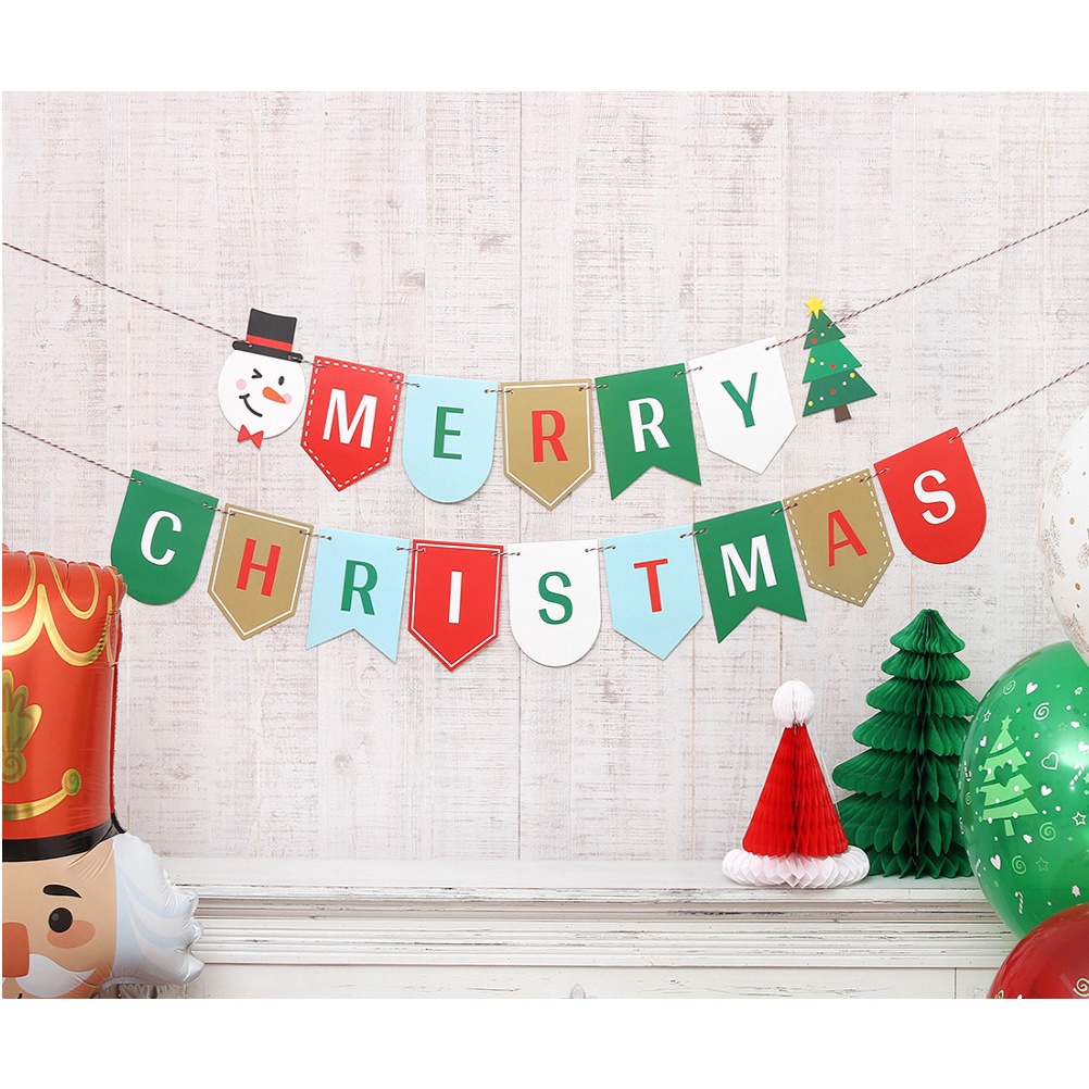 Dây treo giáng sinh / Dây cờ giáng sinh / Dây cờ Noel / chữ Merry Christmas Người Tuyết Cây Thông