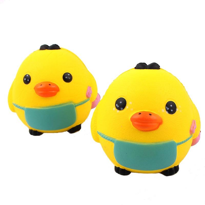 Đồ Chơi Squishy Hình Con Gà Vui Nhộn Squishy gà con Đeo Yếm Xanh